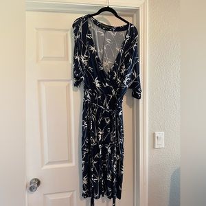Banana Republic Blue and White Faux Wrap Dress